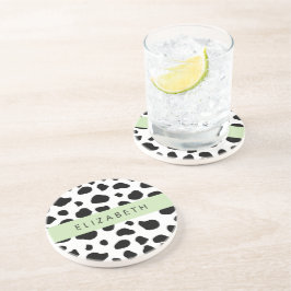 Porta-copos Impressão, Pontos De Vaca, Preto E Branco, Seu Nom