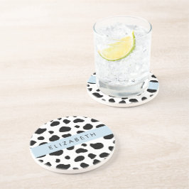 Porta-copos Impressão, Pontos De Vaca, Preto E Branco, Seu Nom