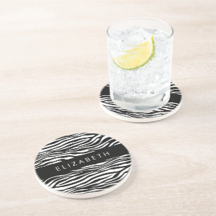Porta-copos Impressão Zebra, Stripes, Preto E Branco, Seu Nome
