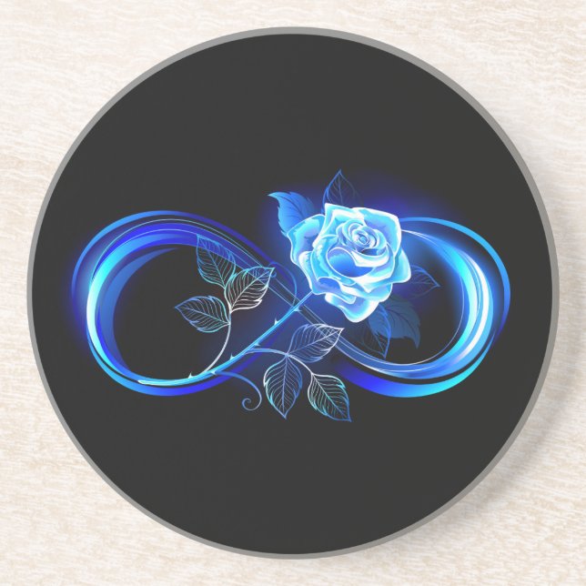 Porta-copos Infinito brilhante com rosa azul (Frente)