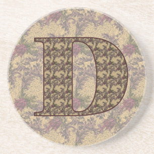 Porta-copos Inicial Monograma D Floral Vintage Elegante