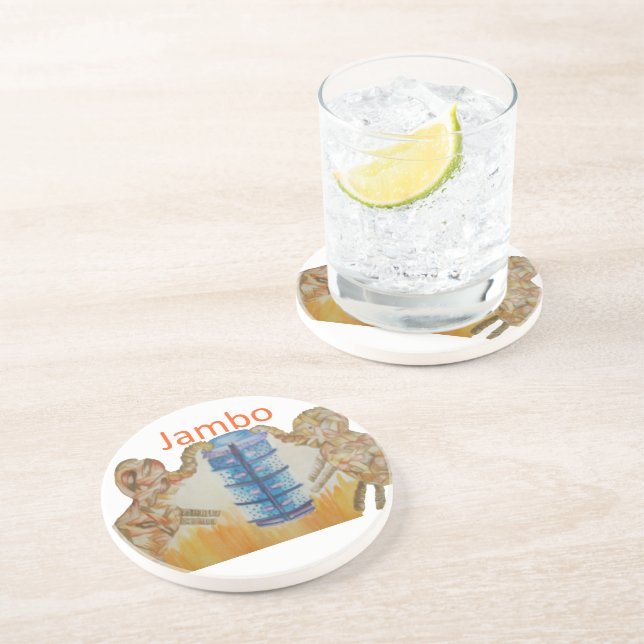 Porta-copos Jambo Jumbo African Kids Elephants Art Impressão (Lateral)