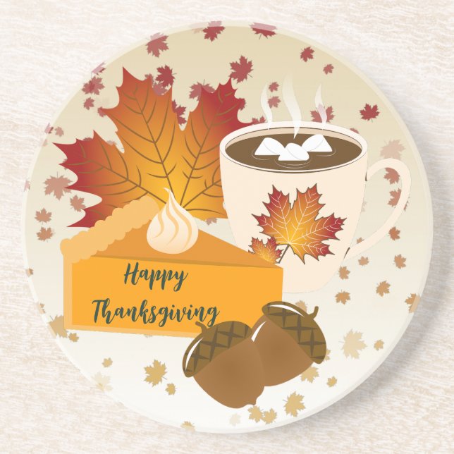 Porta-copos Janto de Ação de Graças Cuisine Pumpkin Pie Hot Ca (Frente)