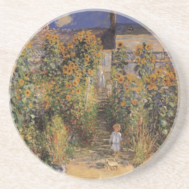 Porta-copos Jardim do Artista em Vetheuil por Claude Monet (Frente)