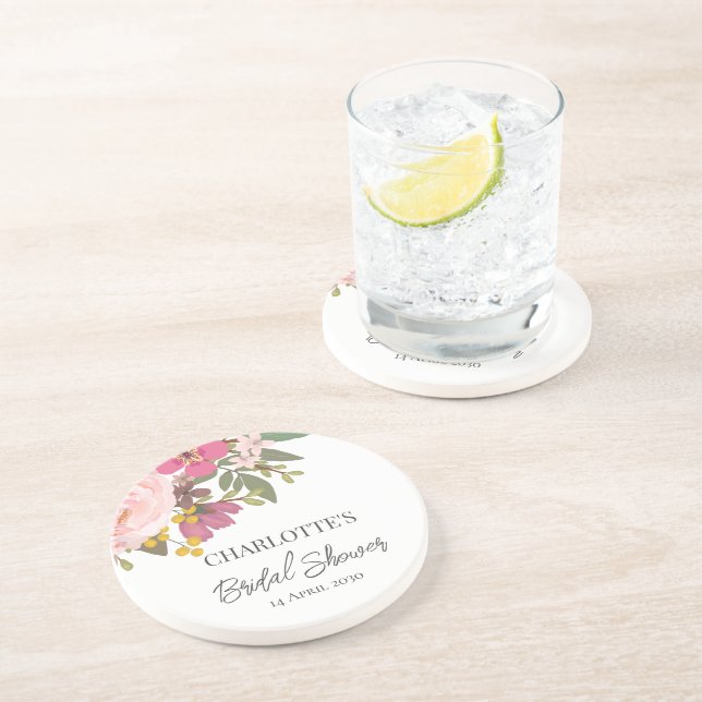 Porta-copos Jardim Floral Rosa Chuveiro de Noiva Primavera (Lateral)