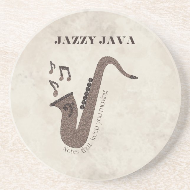 Porta-copos Jazzy Java-Grãos de Café-Saxofone- (Frente)