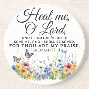 Porta-copos Jeremiah 17:14 Bíblia de cura Verse Flores Selvage