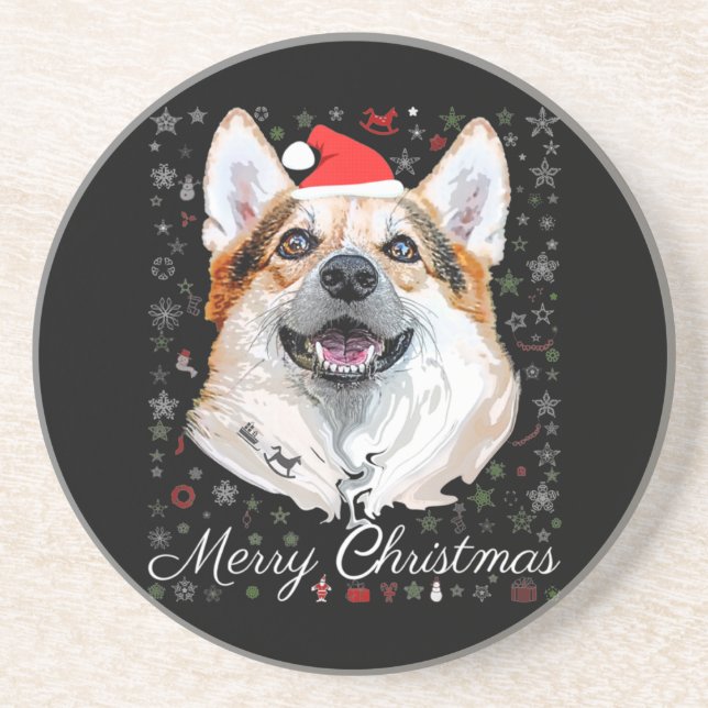 Porta-copos Joyeux Noël Corgi - Papais noeis (Frente)