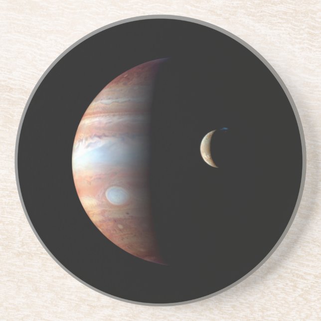 Porta-copos Júpiter Planeta Gasoso e Io Lua Galileana (Frente)