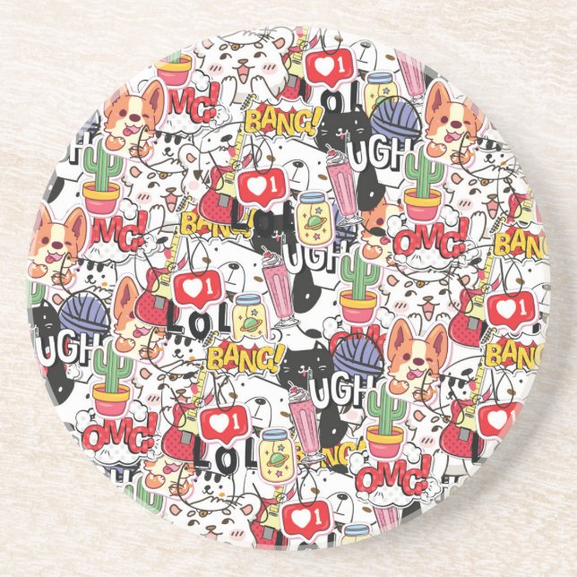 Porta-copos kawaii funny pet design - cute animal lover  (Frente)