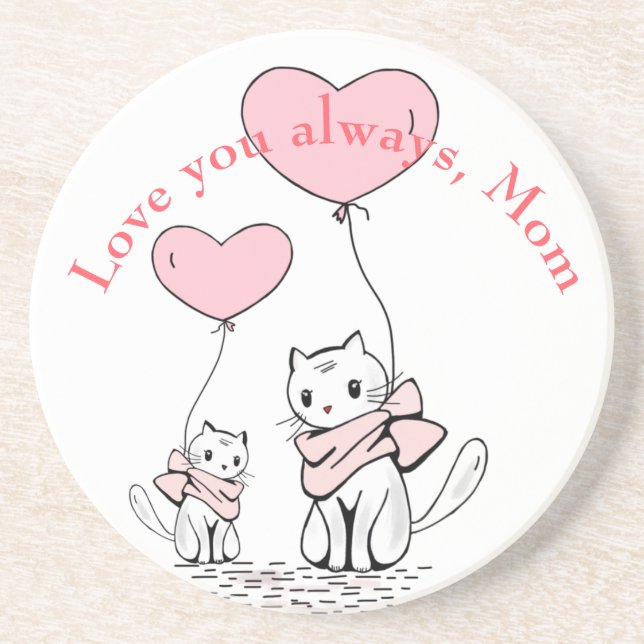 Porta-copos Kawaii Mãe, Cat & Kitten Personalizado (Frente)