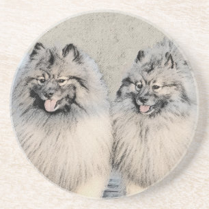 Porta-copos Keeshond Brothers Painting - Arte Original de Cach