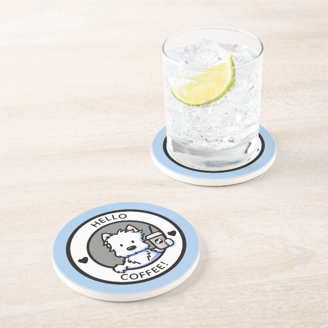 Porta-copos KiniArt Café Westie Redondo (Lateral)