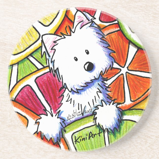 Porta copos KiniArt Citrus Westie (Frente)