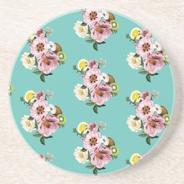 Porta-copos Kiwi, limão e pedras românticas (Frente)