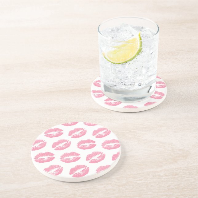 Porta-copos Lábios Rosa, Padrão De Lábios, Batom Rosa, Beijo (Lateral)