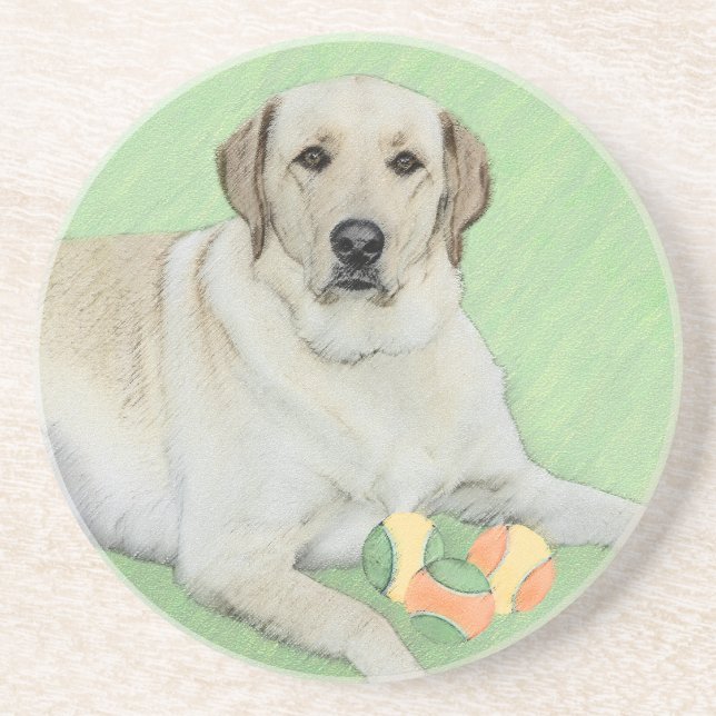 Porta-copos Labrador Amarelo - Impressão de Retriever e Tênis (Frente)
