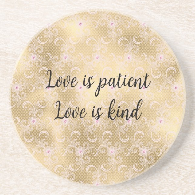 Porta-copos Lace Floral Dourado e rosa elegante (Frente)