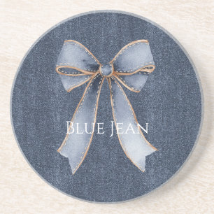 Porta-copos Laço Azul de Jeans de Faux Denim
