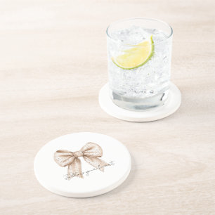 Porta-copos Laço Branco de Pêssego