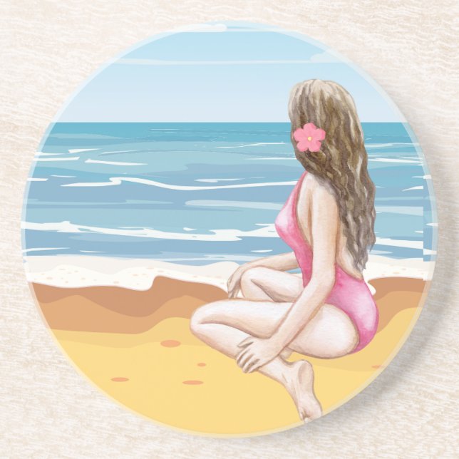 Porta-copos ladie na praia (Frente)