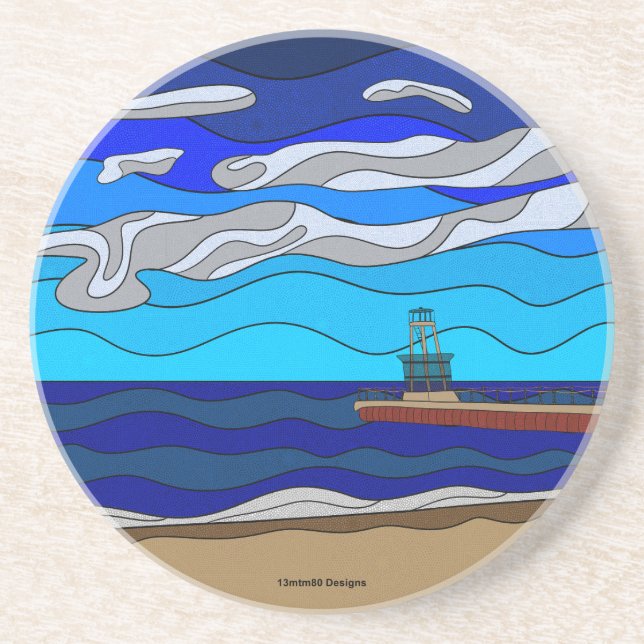Porta-copos Lago Michigan - Sandstone Coaster (Frente)