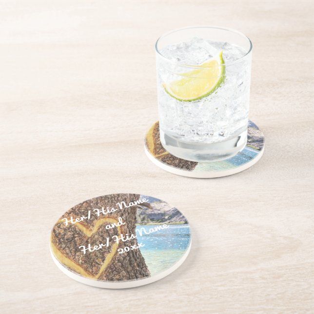 Porta-copos Lago Tahoe Blue Water Tree Heart Love (Lateral)