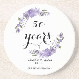 Porta-copos Lavanda roxo floral 50º aniversário de casamento