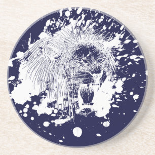 Porta-copos Leão itinerante na barra branca