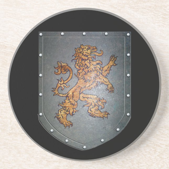 Porta-copos Leão medieval do protetor do metal (Frente)