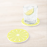 Porta-copos Lemon Coaster<br><div class="desc">Uma fatia de limão amarelo brilhante decora este divertido porta-copos de bebida. O design é de arte original.</div>