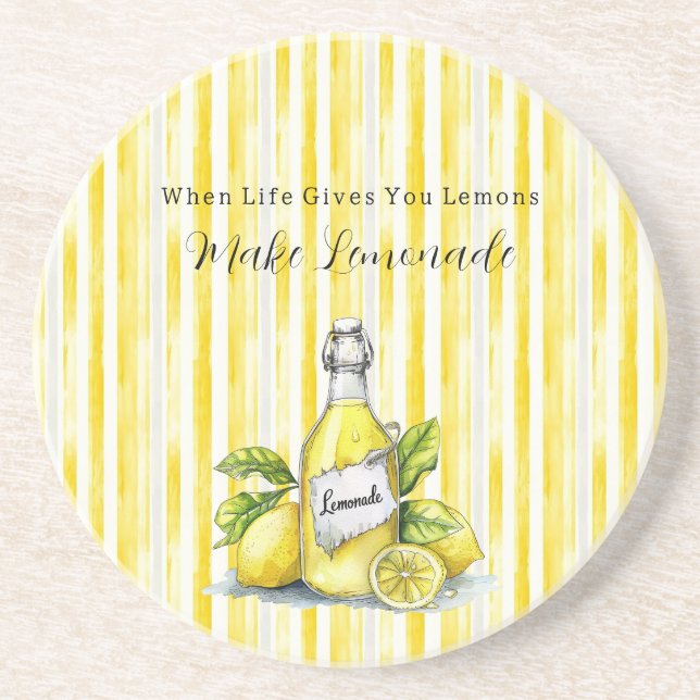 Porta-copos Lemon Yellow White Stripes (Frente)