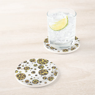 Porta-copos Leopardo Brown e Bolinhas Amarela