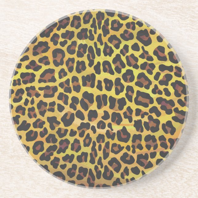 Porta-copos Leopardo Castanho e Impressão Amarelo (Frente)
