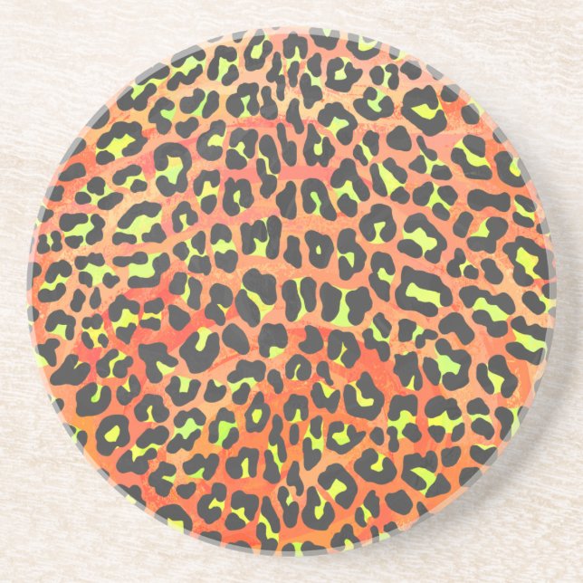 Porta-copos Leopardo Laranja e Impressão amarelo (Frente)