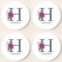 Letra Monograma Floral de Dália Borgonha 