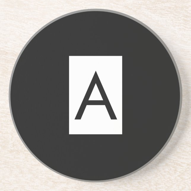 Porta-copos Letra Negra Branco Monograma Inicial Simples Simpl (Frente)