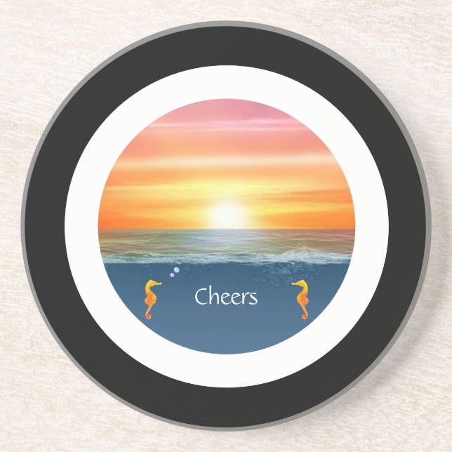 Porta-copos Levantamento do oceano com quadro preto e branco (Frente)