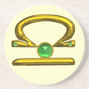 Porta-copos LIBRA ZODIAC BIRTHDAY JEWEL Emerald, Dourado e Cre
