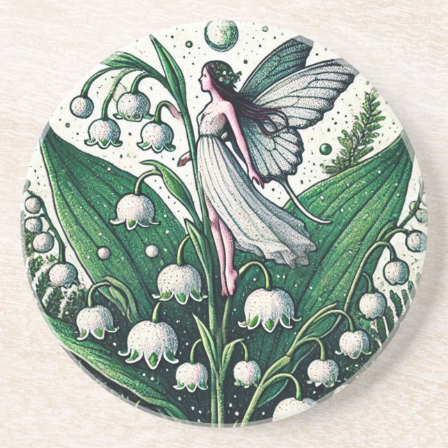 Porta-copos Lily da Primavera de Ilustração de Fada do Vale (Frente)