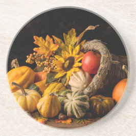 Porta-copos Linda Cornucopia Cheia De Chaminés De Outono