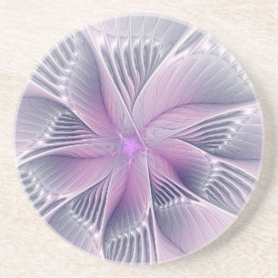 Porta-copos Linda Flor Rosa Arte Abstrato Fractal Moderno