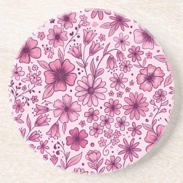 Porta-copos Lindas Flores Silvestres Rosa (Frente)