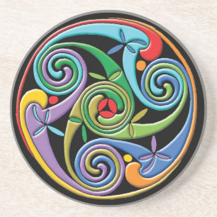 Porta-copos Lindo Mandala Celta com Redemoinhos Coloridos