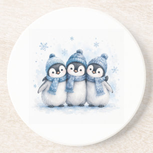 Porta-copos Lindo Trio de Pinguins de Inverno para Lata Ador