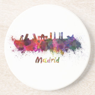 Porta-copos Linha do horizonte Madrid em aquarela