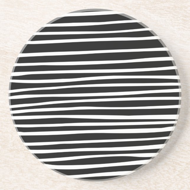 Porta-copos Linhas - Brancas sobre Preto (Frente)