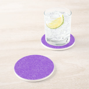 Porta-copos linhas curvas abstratas brancas em um fundo roxo