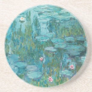 Porta-copos Lírios de água, pintura a óleo de arte fina, Claud