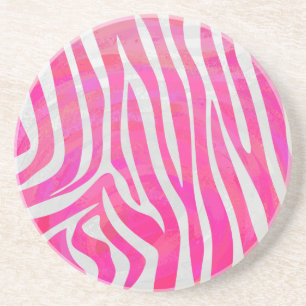 Porta-copos Listra de Zebra Rosa Choque e Branco Impresso